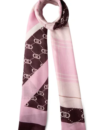Esarfa cu imprimeu geometric, Negru/Roz