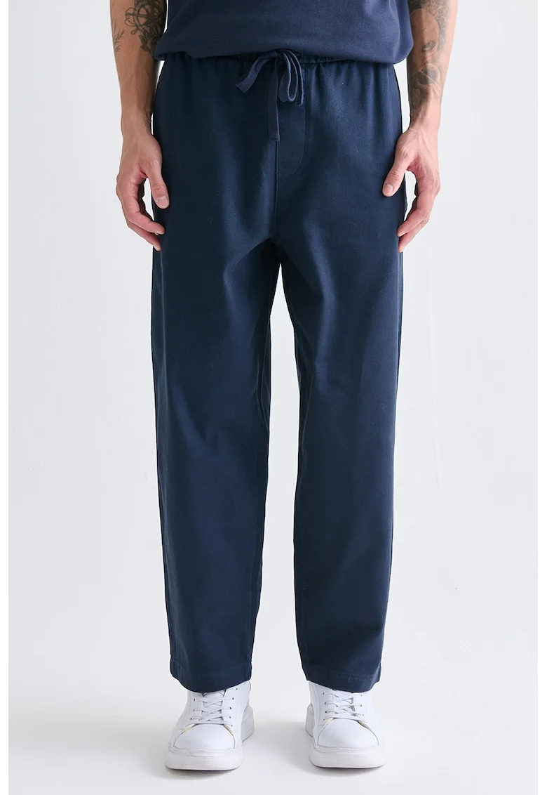 Pantaloni de bumbac relaxed fit cu snur, Albastru ultramarin