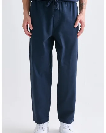 Pantaloni de bumbac relaxed fit cu snur, Albastru ultramarin