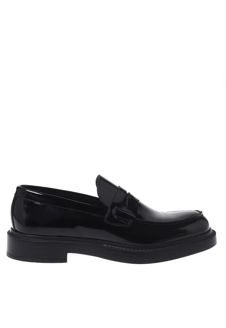 Pantofi loafer din piele cu aspect lacuit, Negru