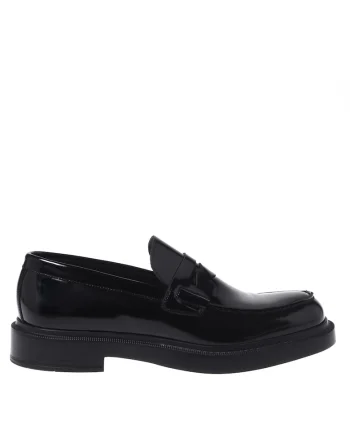 Pantofi loafer din piele cu aspect lacuit, Negru
