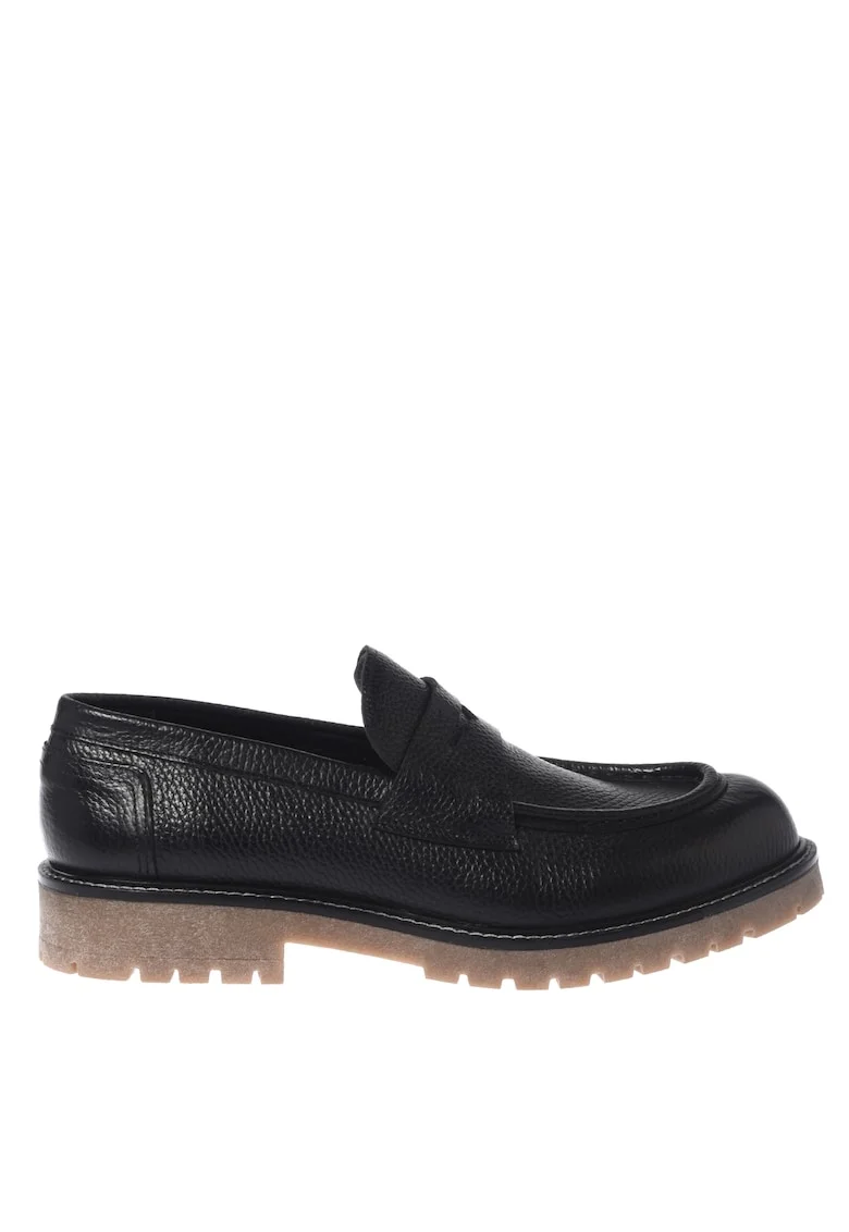 Pantofi loafer din piele cu aspect texturat, Negru