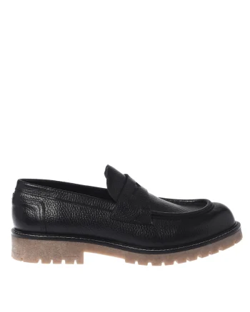 Pantofi loafer din piele cu aspect texturat, Negru