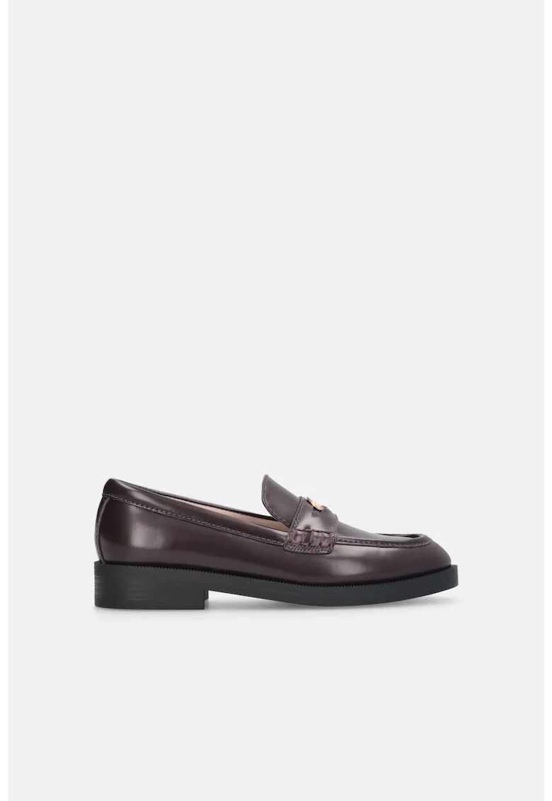 Pantofi loafer de piele cu logo Preppy, Visiniu