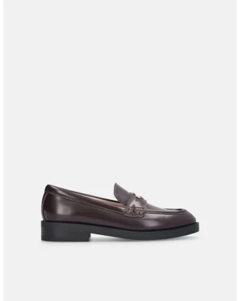 Pantofi loafer de piele cu logo Preppy, Visiniu