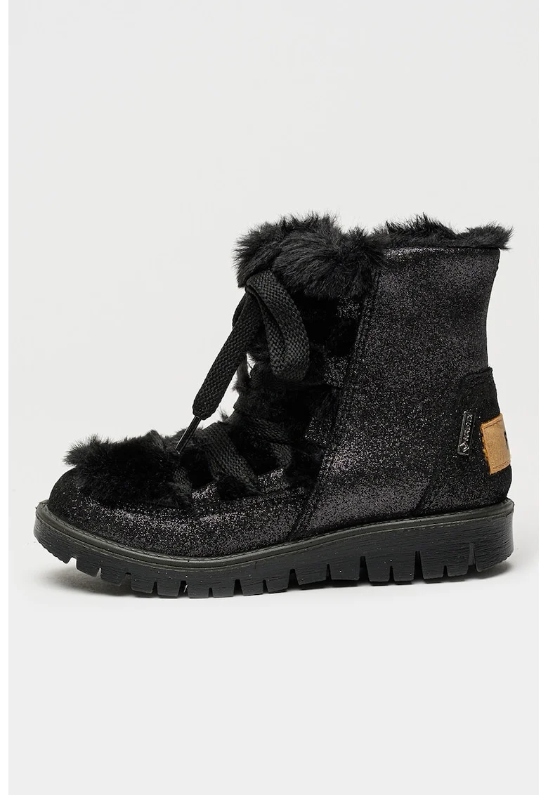 Cizme impermeabile cu garnituri de blana sintetica si tehnologie Gore-Tex, Negru