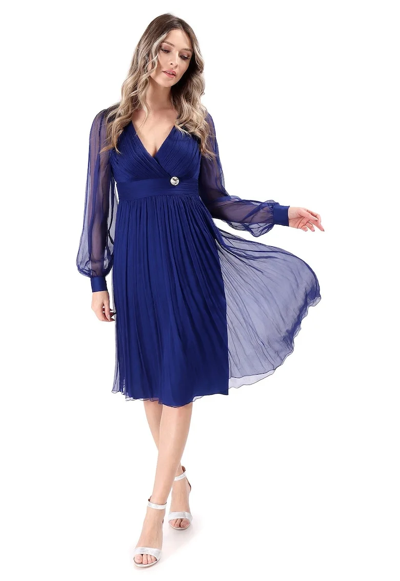Rochie eleganta din voal de matase naturala, Bleumarin