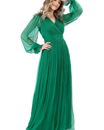 Rochie lunga din voal de matase naturala, Verde