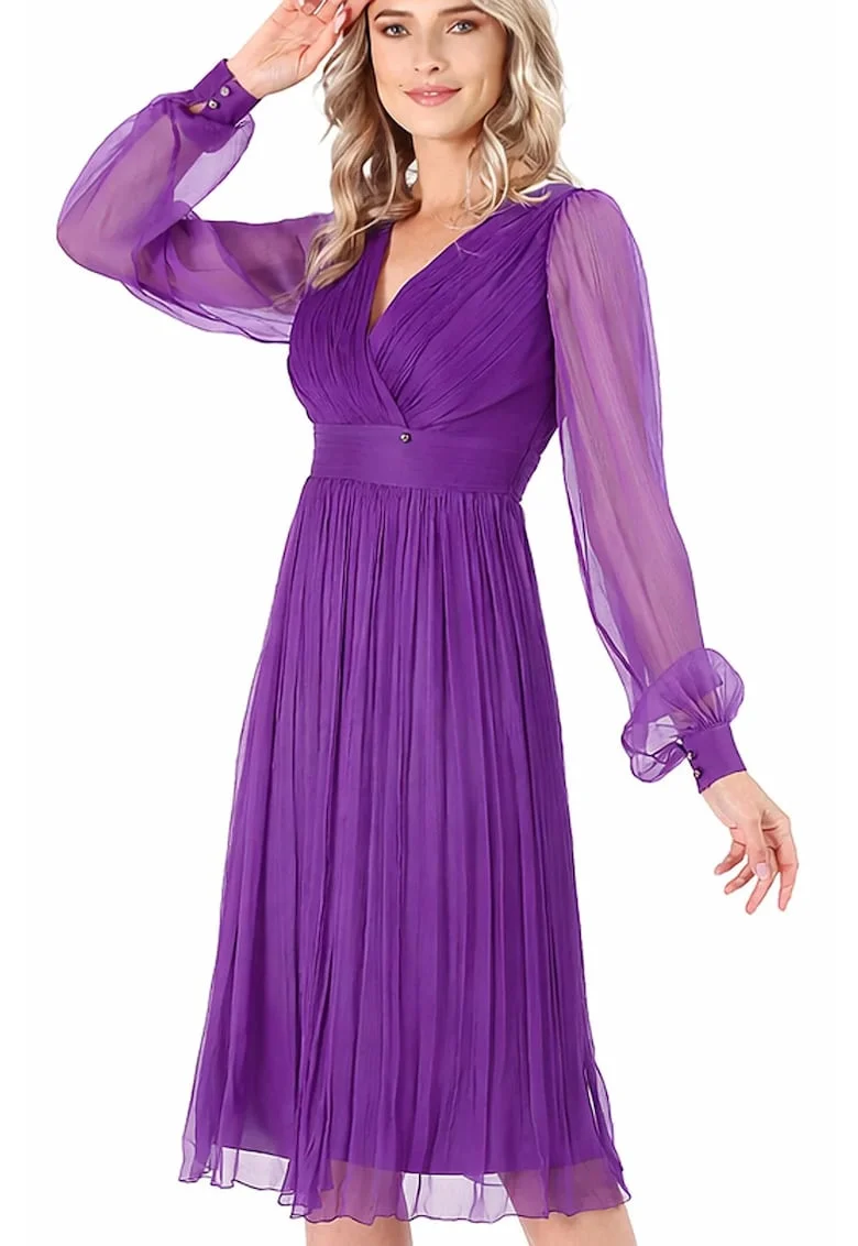 Rochie eleganta din voal de matase naturala, Mov