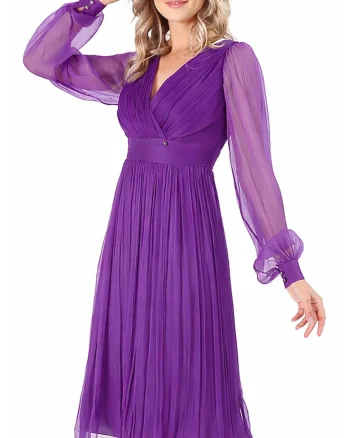 Rochie eleganta din voal de matase naturala, Mov