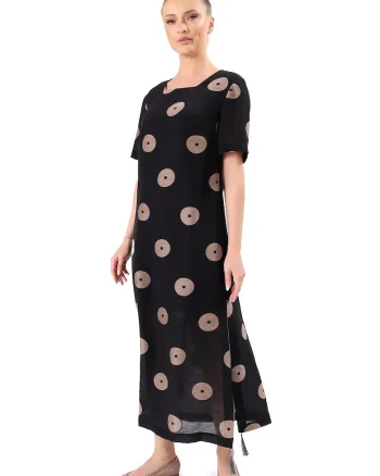 Rochie eleganta lunga din viscoza cu in tip jaquard, Negru