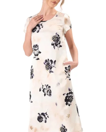 Rochie midi lejera din viscoza cu in, Bej