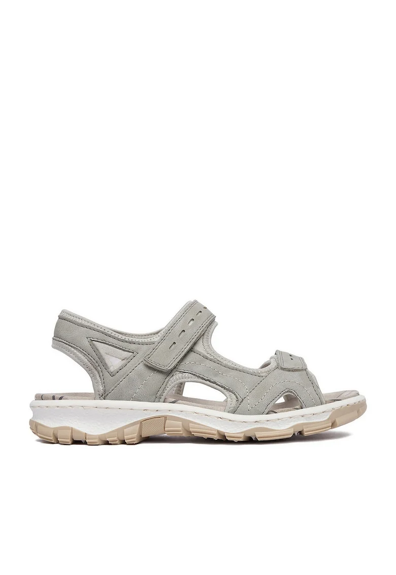 Sandale dama  gri, piele ecologica, sistem inchidere Velcro,