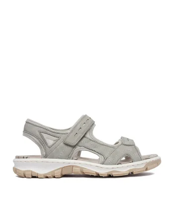 Sandale dama  gri, piele ecologica, sistem inchidere Velcro,