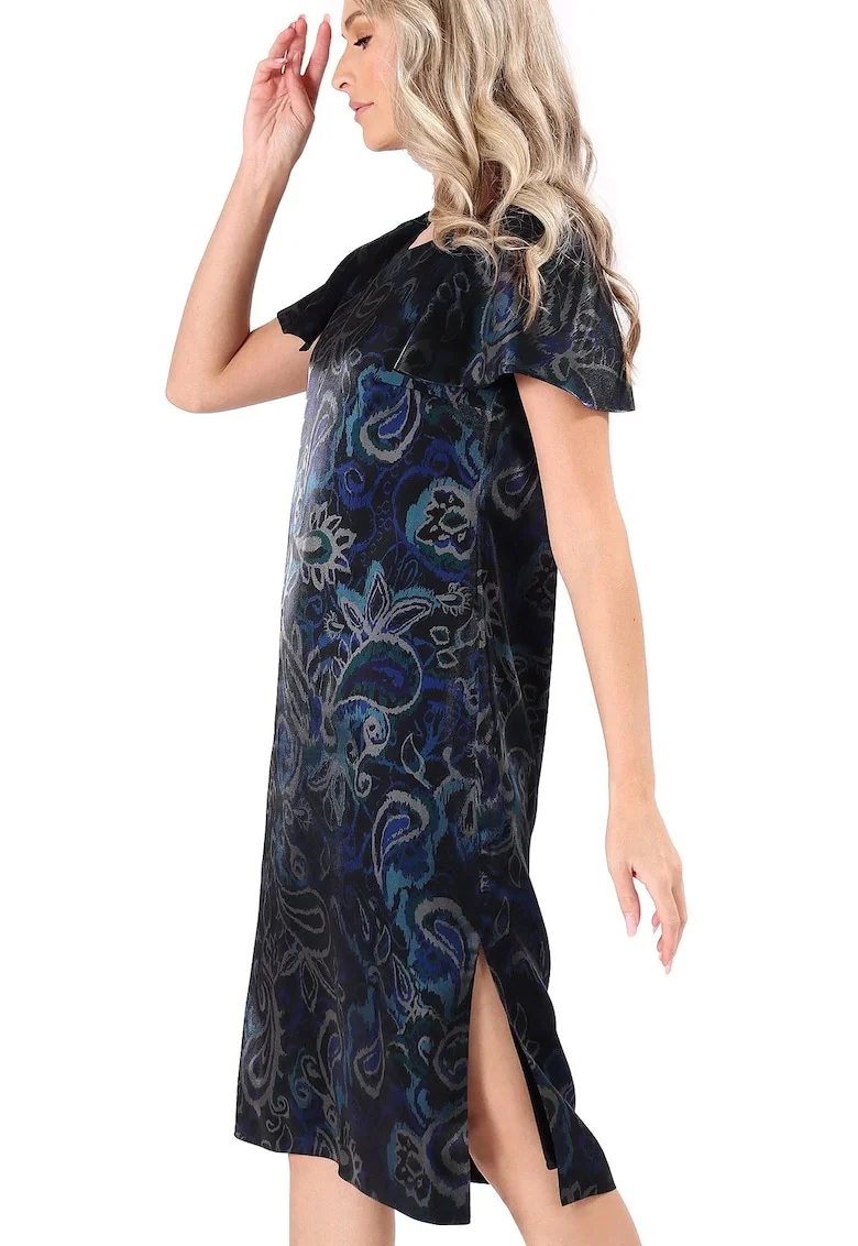 Rochie eleganta cu maneci ample scurte, Bleumarin