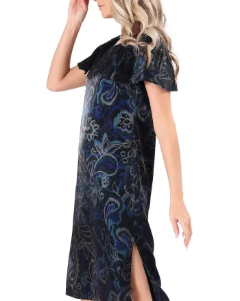 Rochie eleganta cu maneci ample scurte, Bleumarin