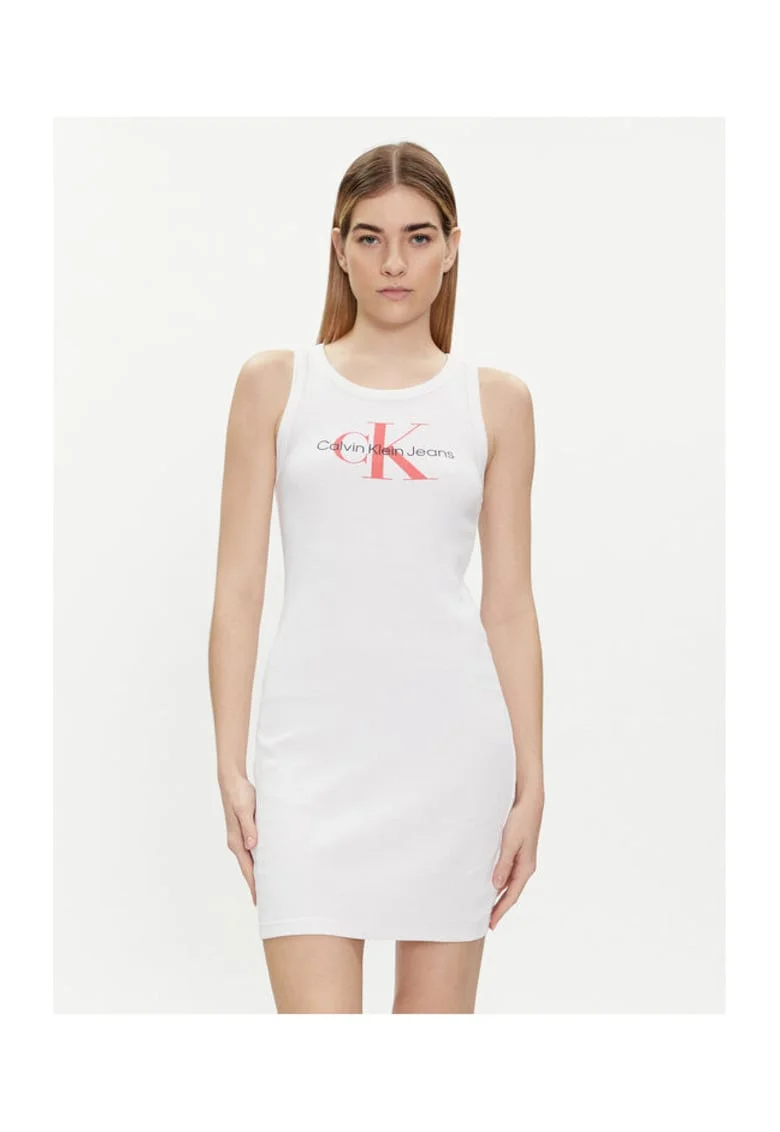 Rochie de vara,  alb, bumbac si elastan