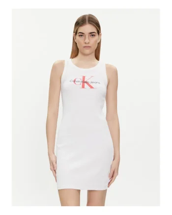 Rochie de vara,  alb, bumbac si elastan