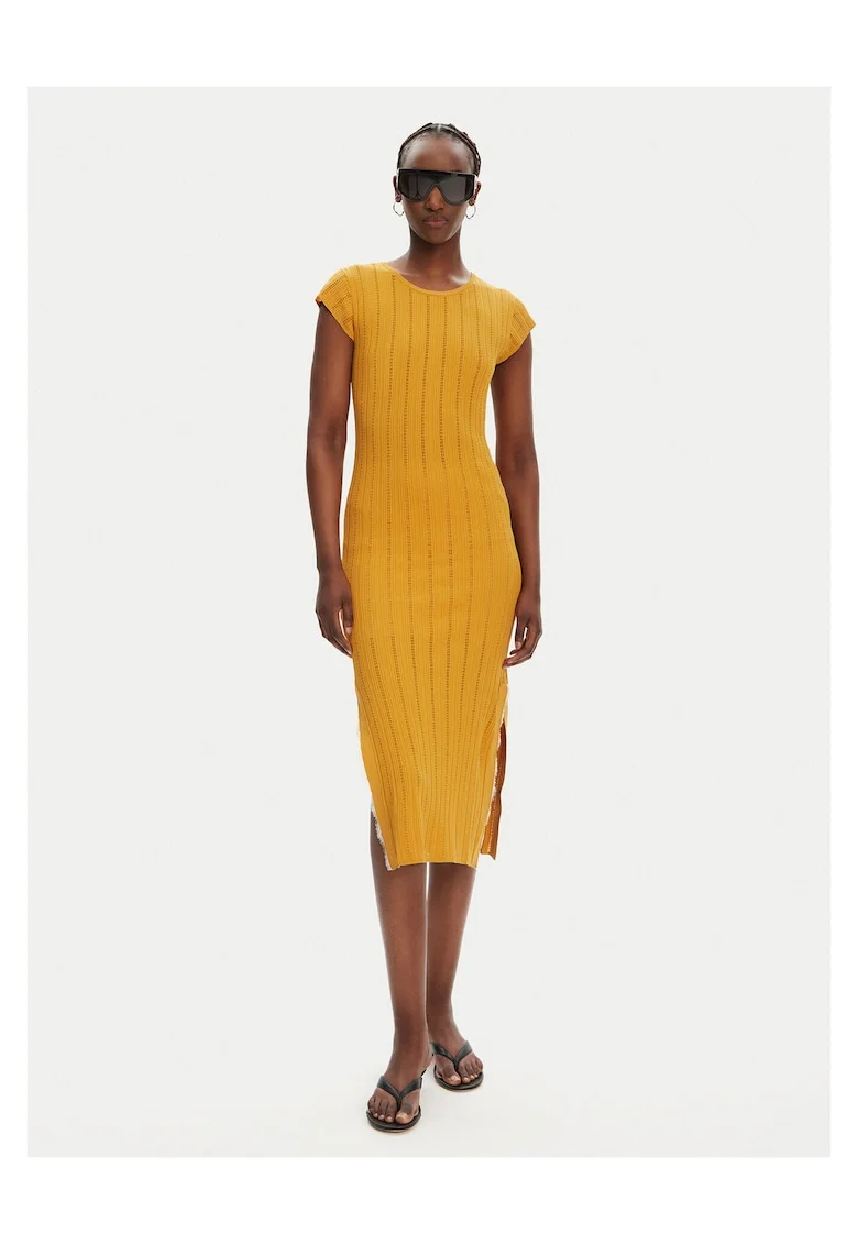 Rochie tricotata, de dama  fabricata din material de calitatedwqf, Galben mustar