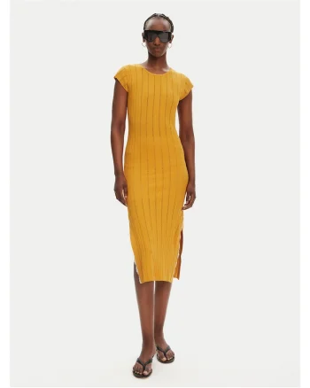 Rochie tricotata, de dama  fabricata din material de calitatedwqf, Galben mustar