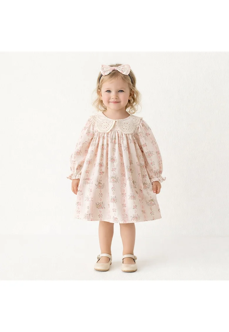 Rochie Roz Fetite cu Floricele Eliza