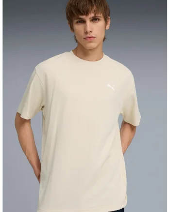 Tricou lejer din amestec de bumbac cu logo, Maro nisip