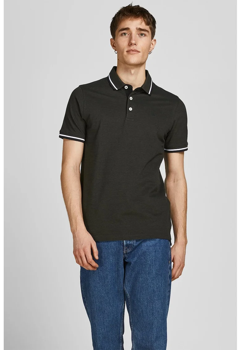 Set de tricouri polo cu croiala slim fit Paul - 2 piese, Verde padure/Bleumarin