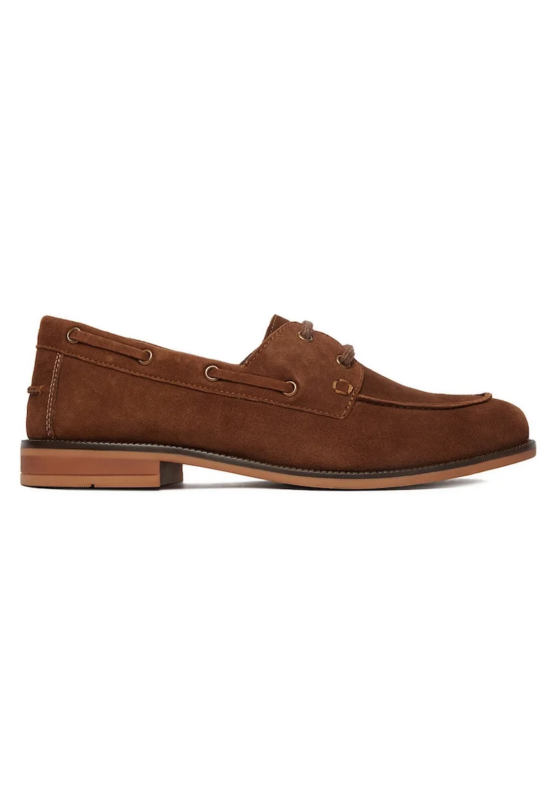 Pantofi dama,  piele naturala, maro, varf rotund,