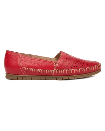 Pantofi dama  piele naturala, rosu, varf rotund,