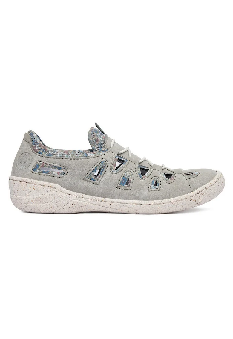 Pantofi dama  gri, piele ecologica, interior din piele naturala, varf rotund,