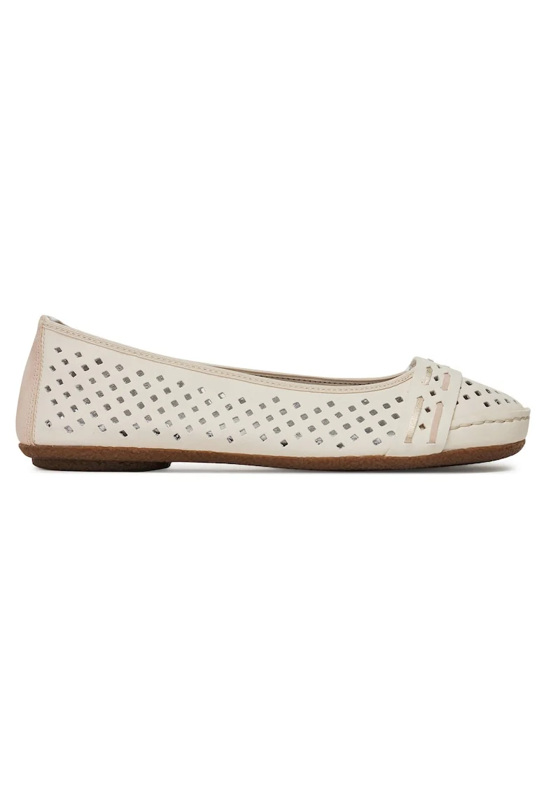 Balerini  bej, piele naturala, varf rotund,