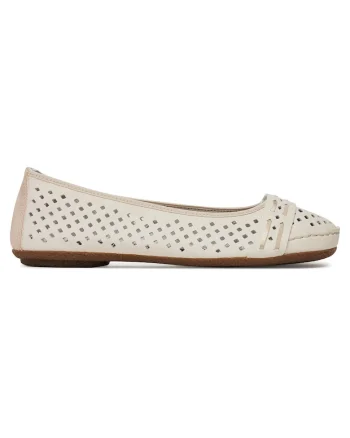 Balerini  bej, piele naturala, varf rotund,
