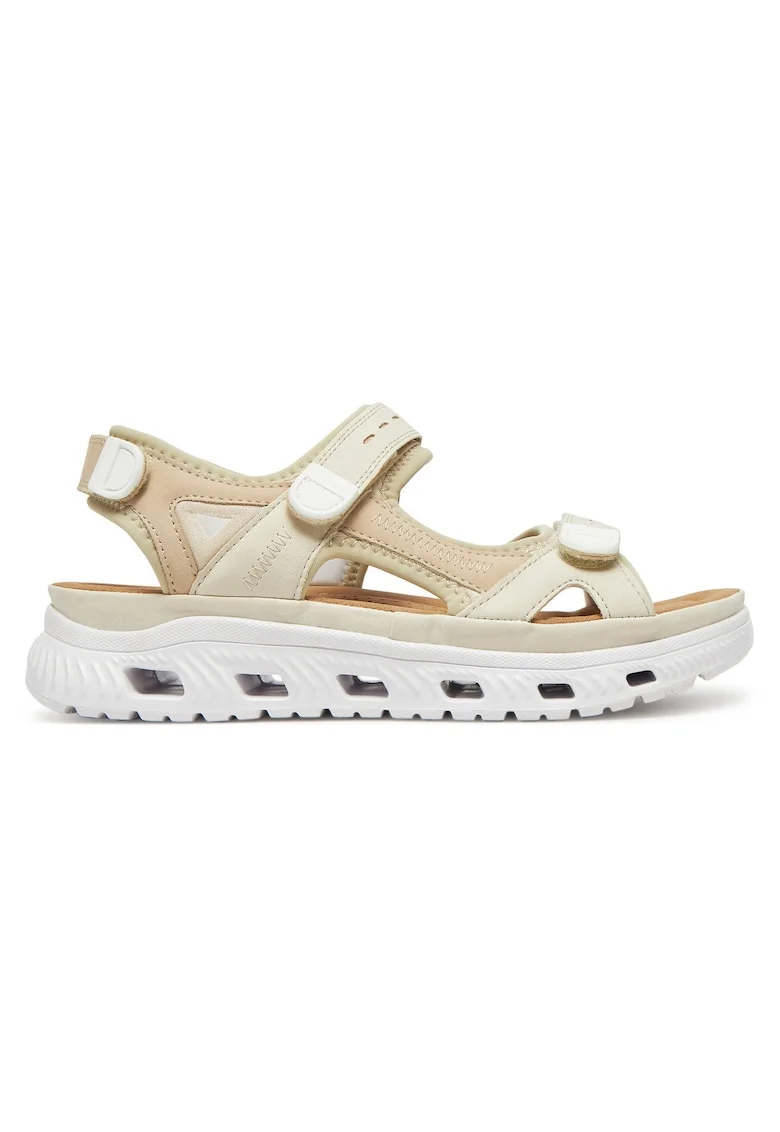 Sandale dama,  velcro, bej, sintetic,