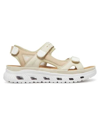 Sandale dama,  velcro, bej, sintetic,