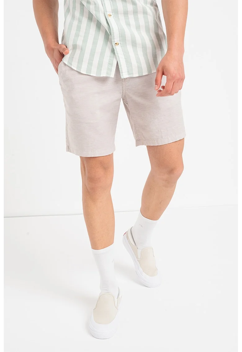 Pantaloni scurti chino din amestec de in, Gri cenusiu