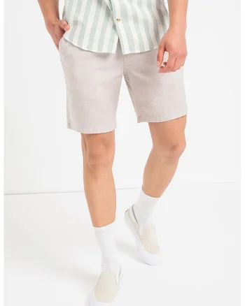 Pantaloni scurti chino din amestec de in, Gri cenusiu