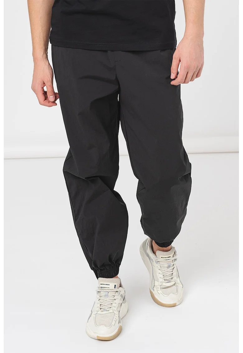 Pantaloni uni cu talie medie, Negru