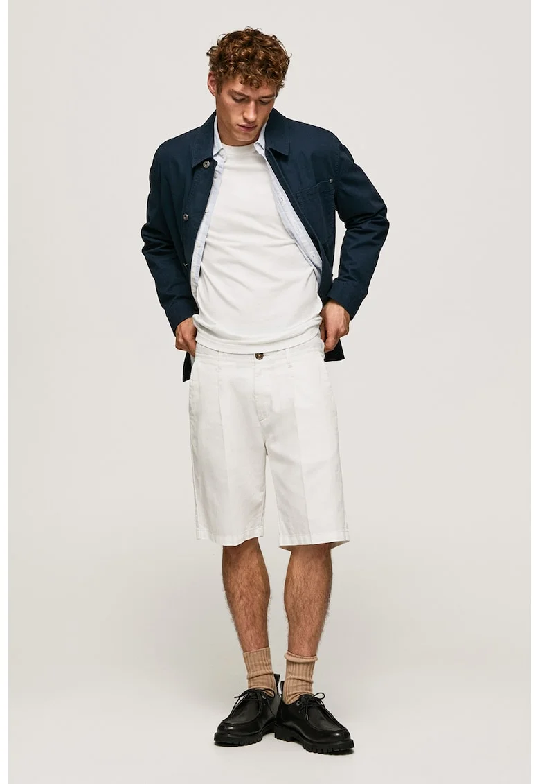 Pantaloni scurti chino cu 4 buzunare, Alb