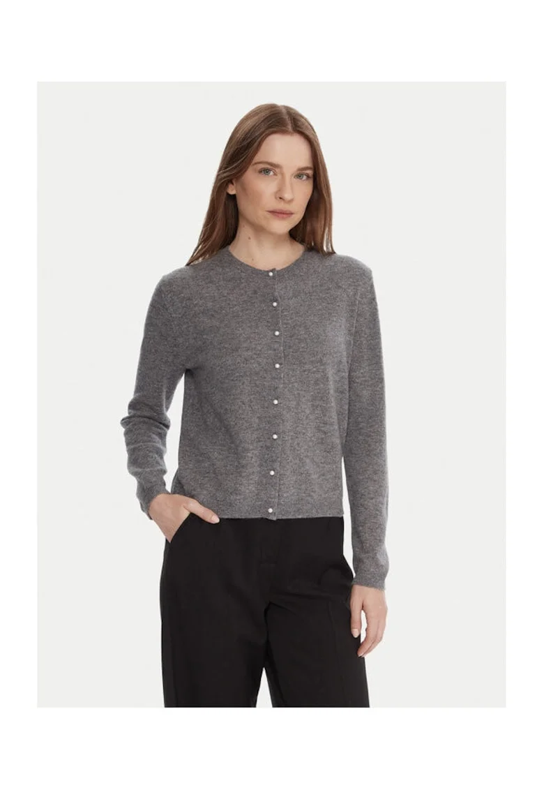 Cardigan dama,  Gri, 100% lana virgina, Gri