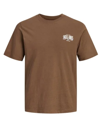 Tricou barbati la baza gatului, din bumbac, Regular Fit, JJAERO, Maro