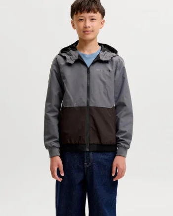 Jacheta softshell, baieti, cu gluga, Regular fit, Gri inchis,