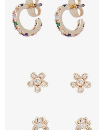Set de 3 perechi de cercei placati cu aur de 18k Lylla