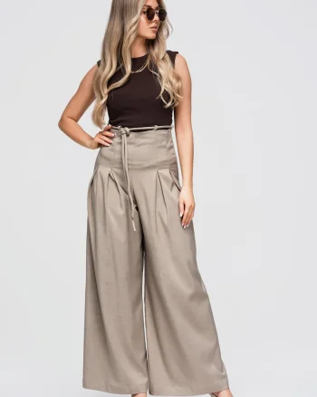 Pantaloni dama confortabili din poliester cu elastan, Bej