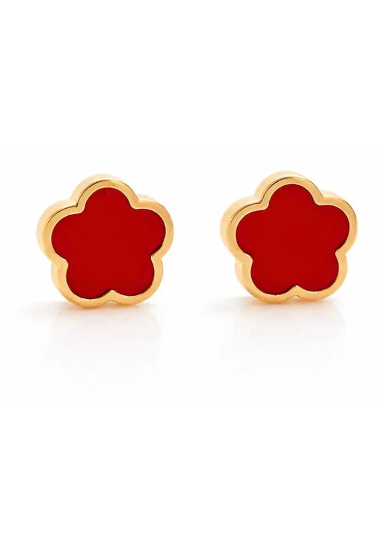 Cercei aurii, din otel inoxidabil, suflati cu aur 18k, forma de floricele, Arabella C3