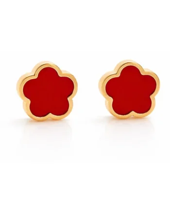 Cercei aurii, din otel inoxidabil, suflati cu aur 18k, forma de floricele, Arabella C3