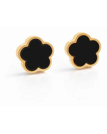 Cercei aurii, din otel inoxidabil, suflati cu aur 18k, forma de floricele, Anemora C3