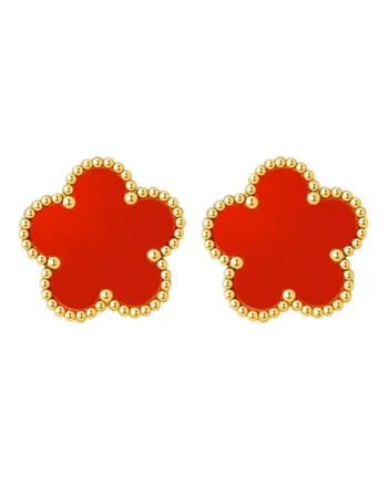 Cercei aurii, din otel inoxidabil, suflati cu aur 18k, forma de floricele, Almera C3