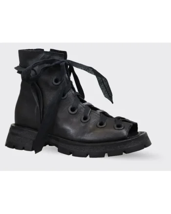 Ghete din piele cu varf decupat Evela Rosin, Negru