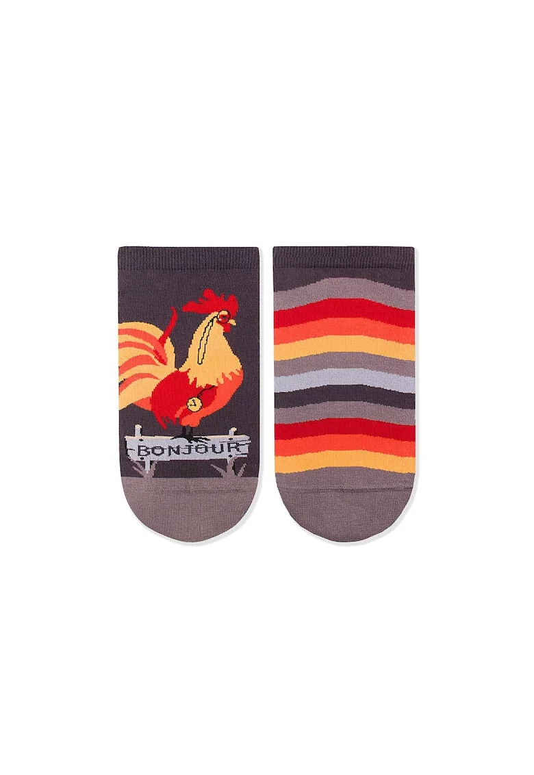 Sosete scurte bumbac organic ARTY SOCKS Sneaker Rooster GREY