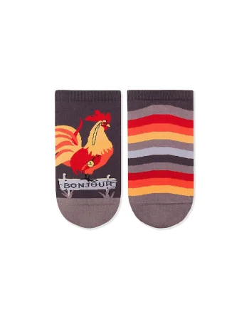 Sosete scurte bumbac organic ARTY SOCKS Sneaker Rooster GREY